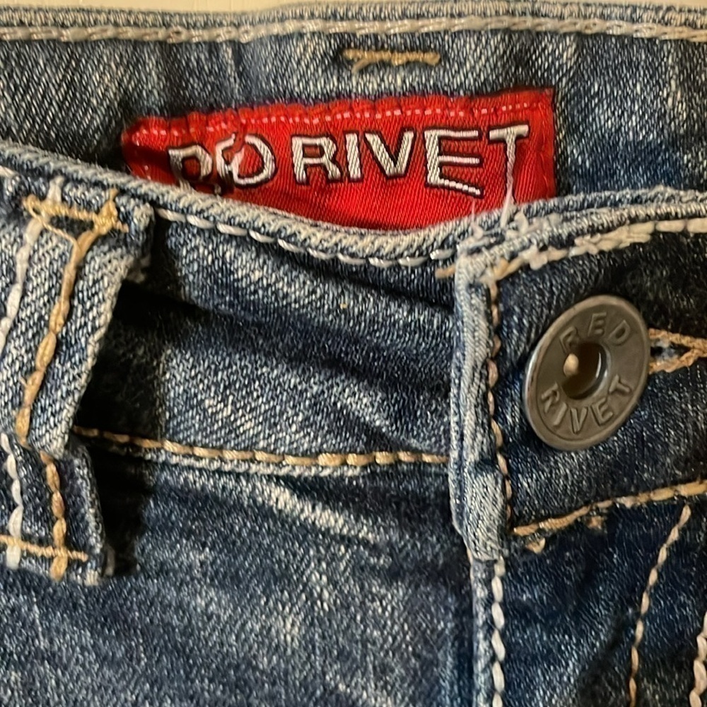 Red Rivet Jeans - Picture 3 of 7